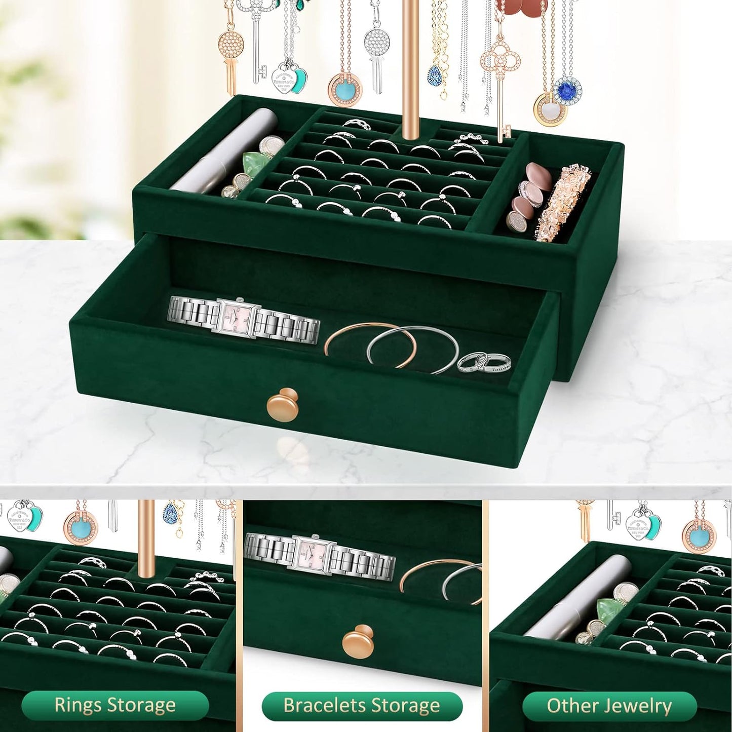 Jewelry Organizer with Drawer Storage Box