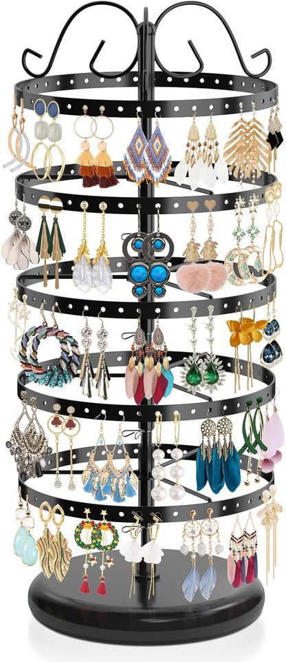 FLMOUTN 5 Tier Rotating Earring Stud Holder Organizer Stand