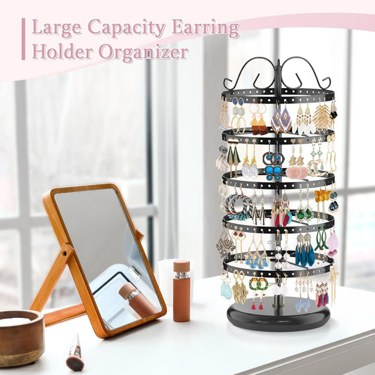 FLMOUTN 5 Tier Rotating Earring Stud Holder Organizer Stand