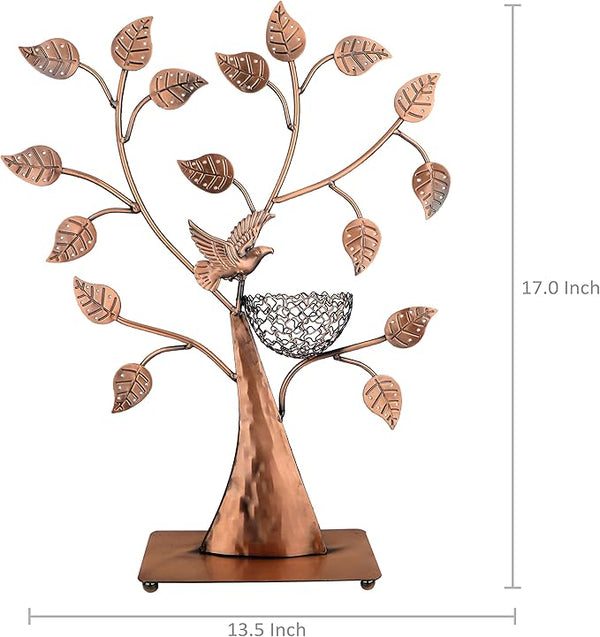 MyGift Bronze Bird Nest Jewelry Tree - Holds 48 Pairs of Earrings, Organizes Bracelets and Necklaces