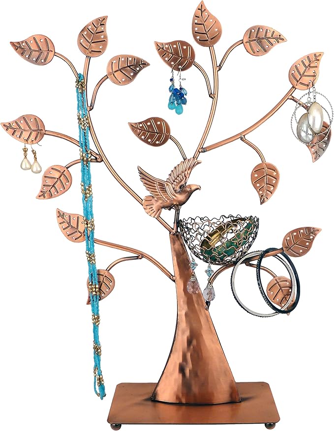 MyGift Bronze Bird Nest Jewelry Tree